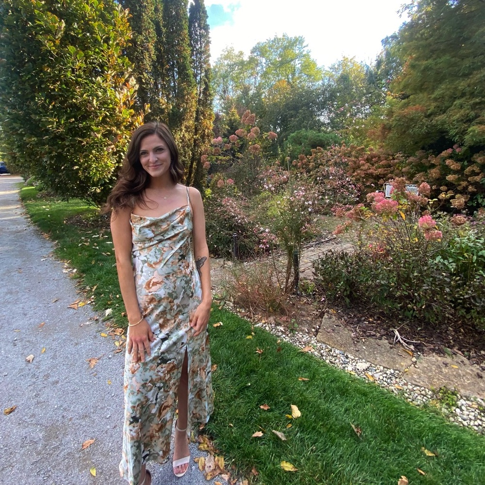 Floral Strap Midi Dress (w/ Slit)